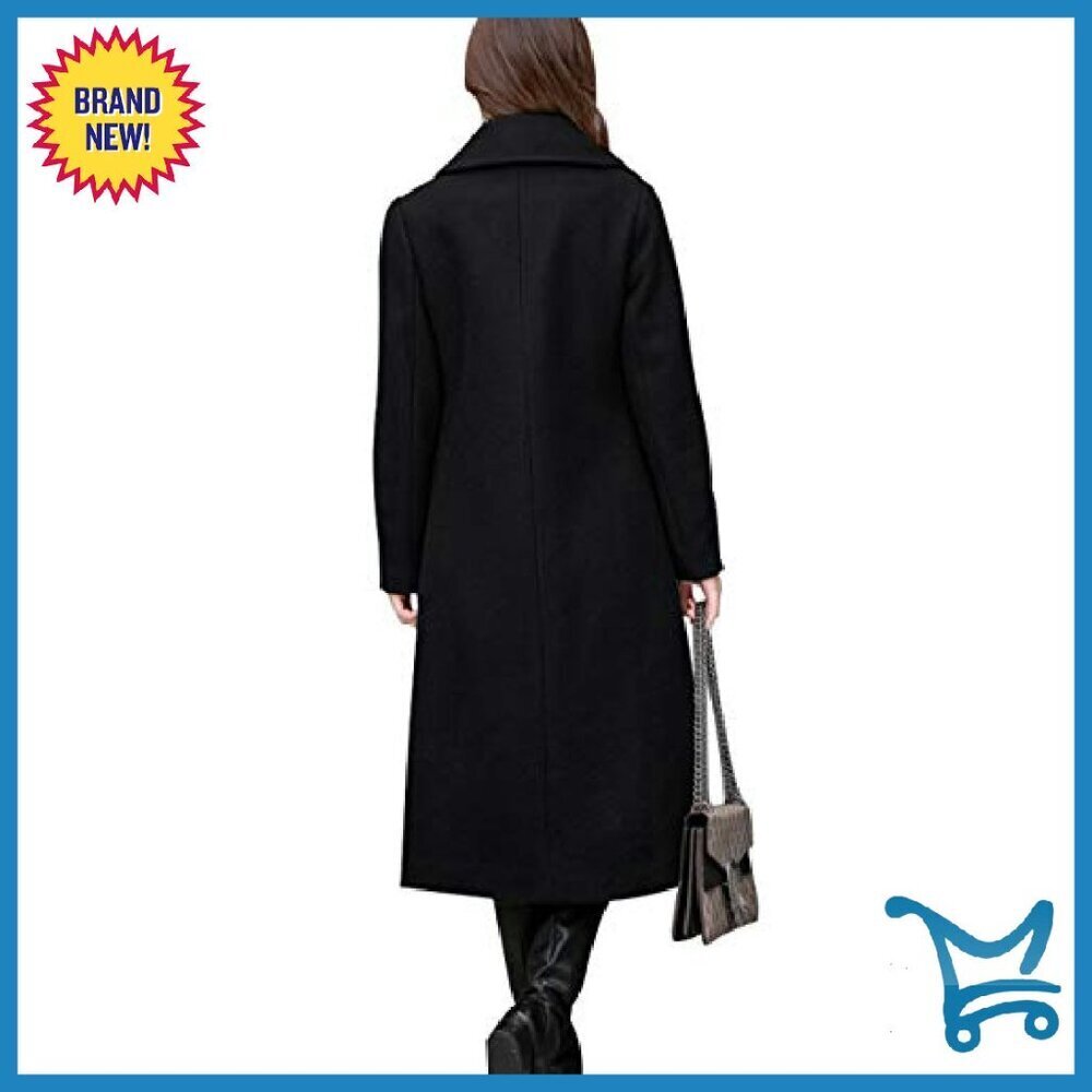 Mid-Length Wool Blend Coat Notched Lapel Single Breasted Button Front - Picture 3 of 8